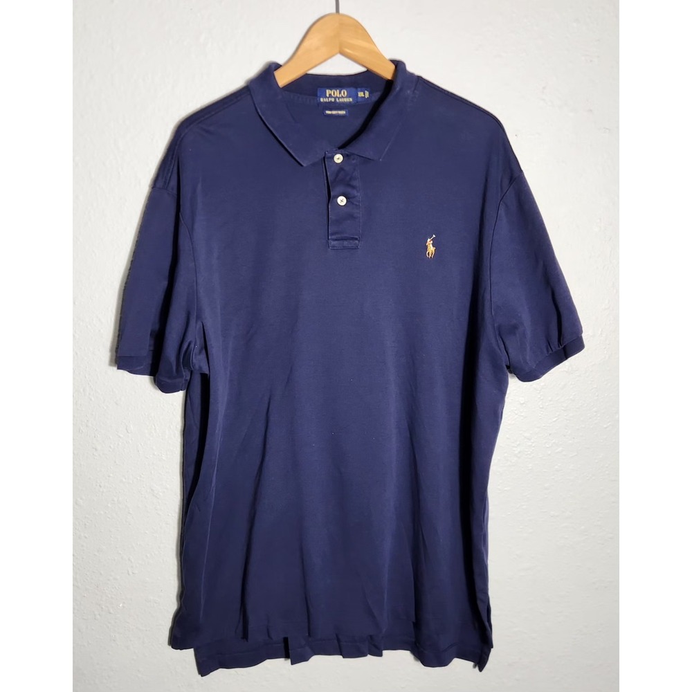 POLO RALPH LAUREN Shirt Large Blue Pima Soft Touch Multi-Color Horse Men XL